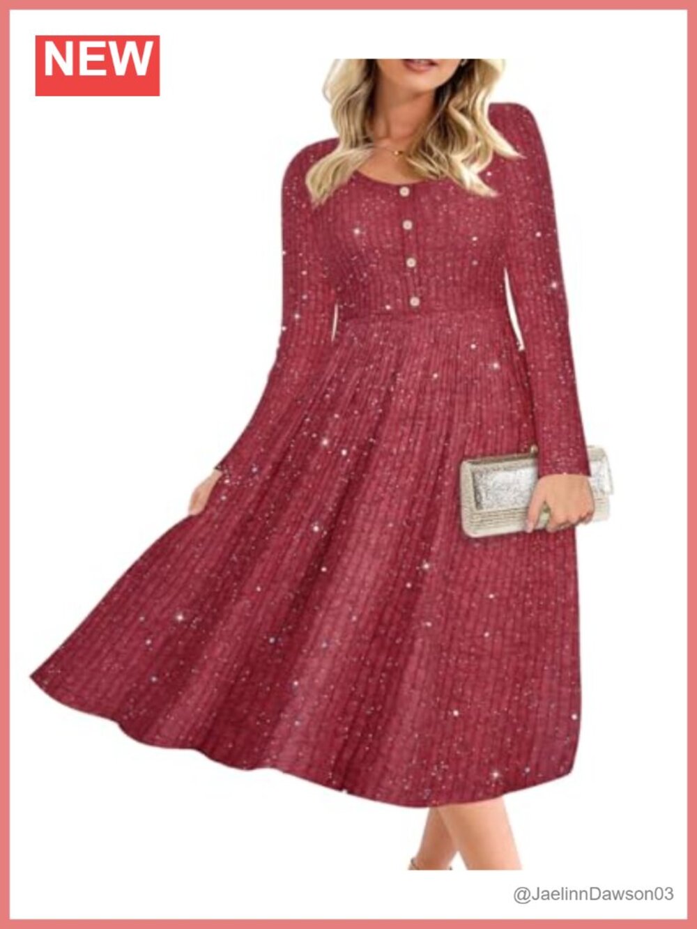 Plus Size Sweater Dress Long Sleeve Henley Crew Neck Pullover Midi with Pockets